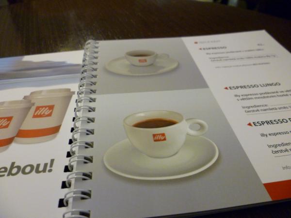 Nápojový lístek v kavárně Sun Solar